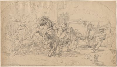 A carruagem em fuga de Circle of Eugène Delacroix