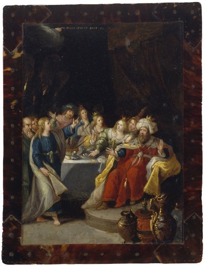 A festa de Belsazar, sem data (óleo sobre cobre) de Circle of Frans Francken the Younger