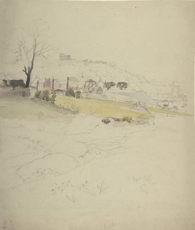 Vista de uma mina de carvão na borda de uma cidade, 1840-49. de Circle of John Ruskin.