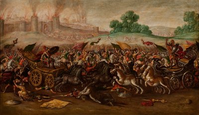 A queima de Jerusalém pelo exército de Nabucodonosor de Circle of Juan de la Corte