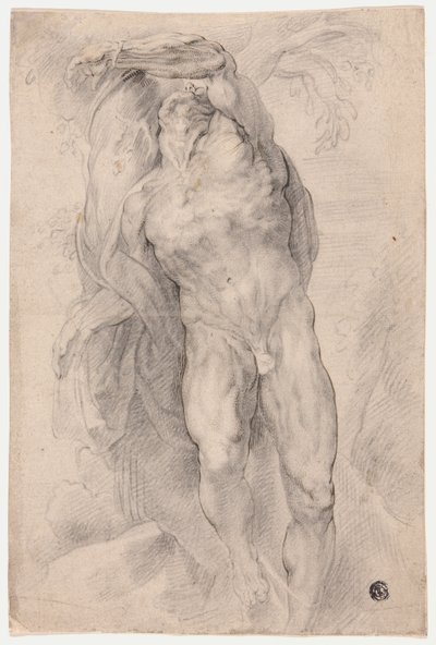 Nu masculino amarrado à árvore de Circle of Peter Paul Rubens
