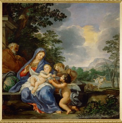 Descanso durante o voo para o Egito (pintura sobre tela) de Ciro Ferri