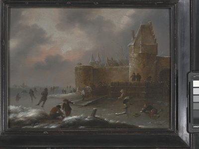 Paisagem de inverno com patinadores, cerca de 1660 (óleo sobre madeira) de Claes (1630 76) Molenaer