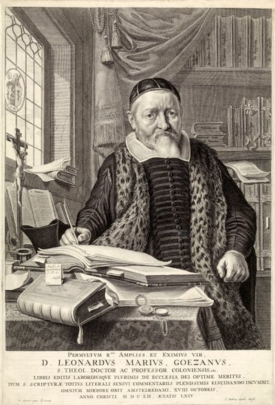 D. Leonardus Marius Goezanus, pub. gravura de 1654. de Claes Corneliszoon Moeyaert
