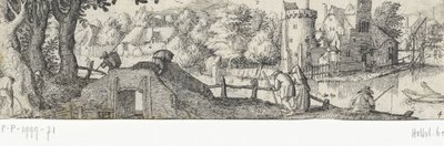 Vista de um castelo Profissões e rostos em Amsterdã (título da série) de Claes Jansz. Visscher (II) (attributed to)