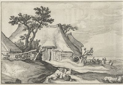 Fazenda e pastor com ovelhas e cabras
Paisagens com quintas (título da série) de Claes Jansz. Visscher (II)