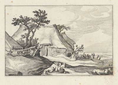Fazenda e pastor com ovelhas e cabras
Paisagens com quintas (título da série) de Claes Jansz. Visscher (II)