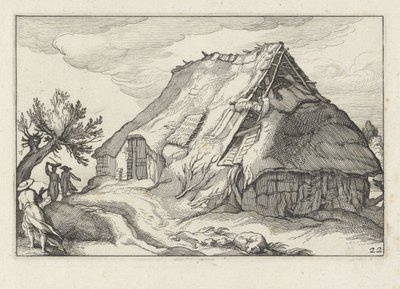 Fazenda com telhado de palha desmoronado Paisagens com fazendas (título da série) de Claes Jansz. Visscher (II)