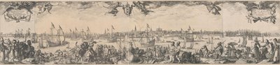 Perfil de Amsterdã, visto do IJ, composto por duas partes de Claes Jansz. Visscher (II)