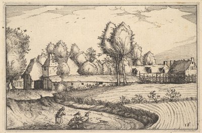 Estrada de campo ao longo da placa 16 das cidades de Regiunculae e vários Ducados de Brabante, ca. 1610 de Claes Jansz Visscher