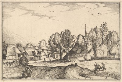 Estrada para uma vila, placa 19 das cidades de Regiunculae e vários Ducados de Brabante, ca. 1610 de Claes Jansz Visscher