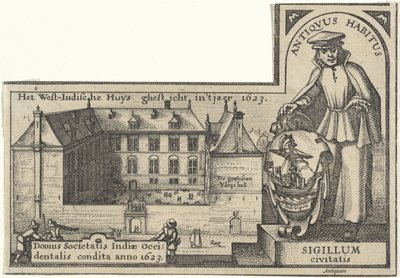 Casa da Índia Ocidental em Amsterdã, 1623-26 de Claes Jansz Visscher