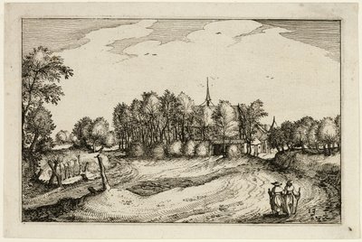 Um convento, placa treze depois de Quadros de quintas, casas de campo e aldeias rústicas (Praediorum villarum et rusticarum casularum icones) de Claes Jansz. Visscher II