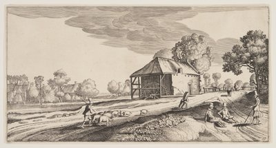 Cruzamento perto de um moinho de água, de Paisagens (Playsante Lantschappen) de Claes Jansz. Visscher II