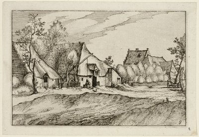 Quintas numa Aldeia, Prato oito depois de Fotos de Quintas, Casas de Campo e Aldeias Rústicas (Praediorum villarum et rusticarum casularum icones) de Claes Jansz. Visscher II