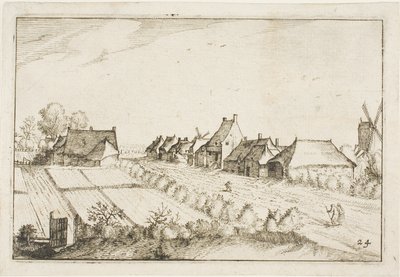 Campos e uma estrada, chapa 24 depois de Quadros de quintas, casas de campo e aldeias rústicas (Praediorum villarum et rusticarum casularum icones) de Claes Jansz. Visscher II