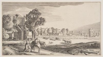 Estradas ao longo de um pasto, de Paisagens (Playsante Lantschappen) de Claes Jansz. Visscher II