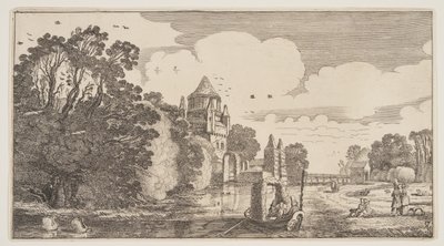 O "Kleine Houtpoort" em Haarlem, de Paisagens (Playsante Lantschappen) de Claes Jansz. Visscher II
