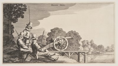 Os Três Artilheiros, de Paisagens (Playsante Lantschappen) de Claes Jansz. Visscher II