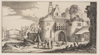 Porta da cidade, de Paisagens (Playsante Lantschappen) de Claes Jansz. Visscher II
