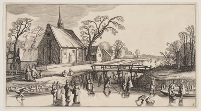 Paisagem de inverno, de Paisagens (Playsante Lantschappen) de Claes Jansz. Visscher II