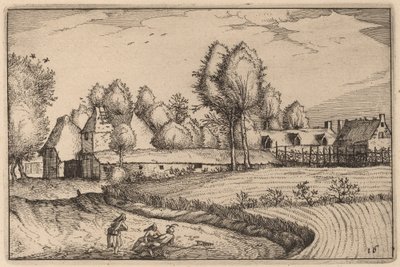 Estrada ao longo de um campo de Claes Jansz Visscher after Johannes van Doetechum, the Elder after Lucas