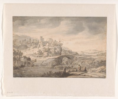 Paisagem com uma cidade em uma colina e um pastor de Claes Moeyaert (possibly)