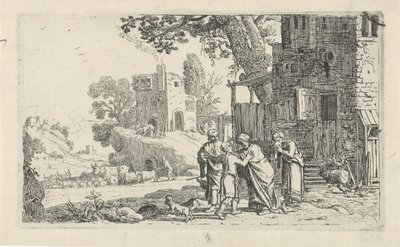Tobias e o anjo dizem adeus a Tobit e Anna
História de Tobias (título da série) de Claes Moeyaert