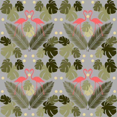 Flamingo e Palmas de Claire Huntley