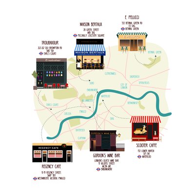 Mapa de Unique London Eateries and Bars de Claire Huntley