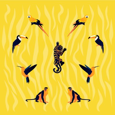 animais-preto-amarelo de Claire Huntley