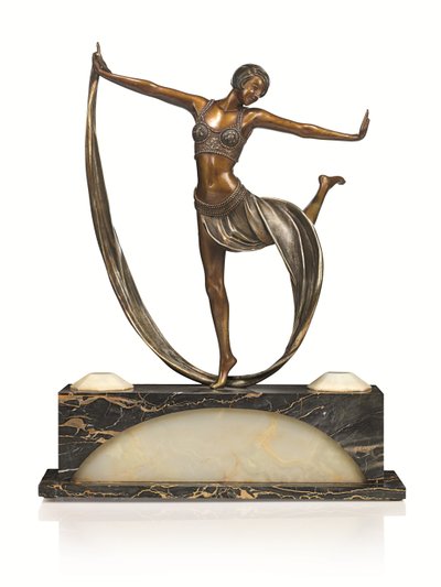 Art Deco figura com base iluminada, 