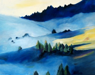 Paisagem montanhosa azul enevoada de Claire Whitehead