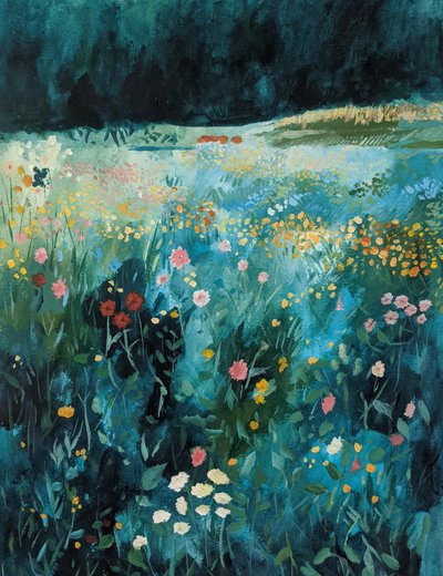 Prado de flores silvestres colorido de Claire Whitehead