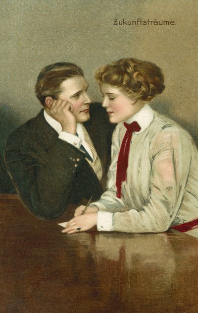 Casal, em discussões sérias (litografia a cores) de Clarence F. Underwood