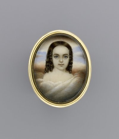 Retrato de uma menina, c.1852 (aquarela sobre marfim) de Clarissa Peters