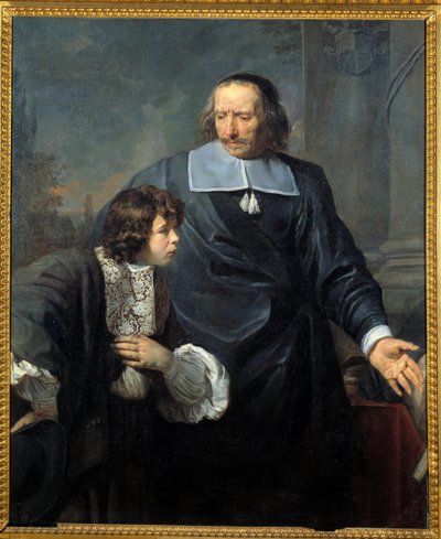 Um preceptor e a sua aluna. Pintura de Claude Lefebvre (1632-1675) de Claude (after) Lefebvre