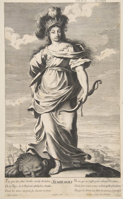 Semiramis de The Seven Wonders of the World, c.1639-40 (gravura e gravura) de Claude (after) Vignon