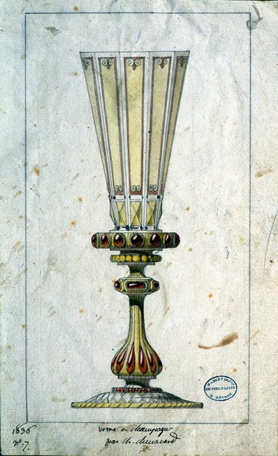 Decoração para flautas de champanhe, desenho a aguarela, Claude-Aymé Chenavard de Claude Amie Chenavard