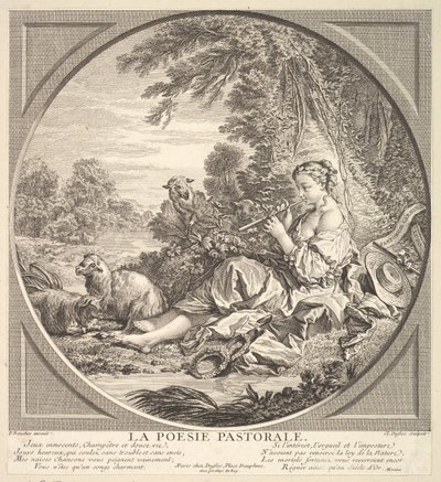 Poesia Pastoral, c. 1742. de Claude Augustin Duflos