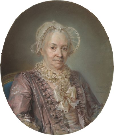 Uma senhora idosa em um vestido de seda malva de Claude Bornet
