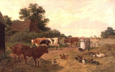 Uma Cena da Fazenda Kentish, Tempo de Ordenha de Claude Clark