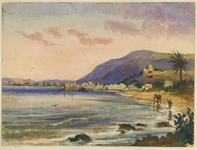 Haifa com Carmel Ridge atrás (wc e lápis no papel) de Claude Conder