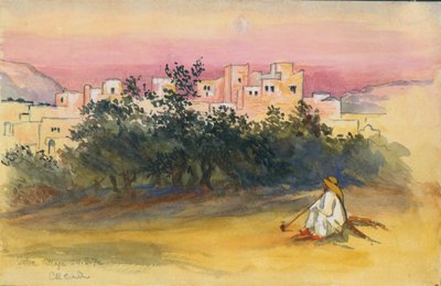 Jeba Village, 1872 (wc e lápis sobre papel) de Claude Conder