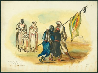 "The Mad Black banner bearer", Kaumur, 1873 (wc und pencil on paper) de Claude Conder