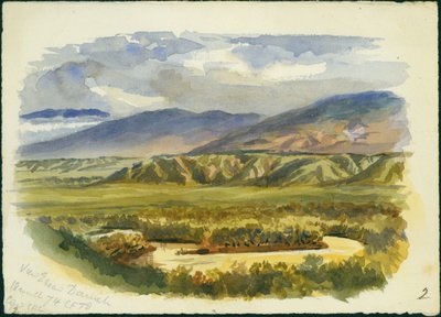 Veja perto de Damieh, Vale do Jordão, 1874 (wc e lápis sobre papel) de Claude Conder