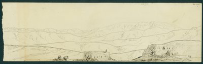 Vista de Jebel Sunnin e Kefr Silwan de B&39;kamdun, 1871 de Claude Conder