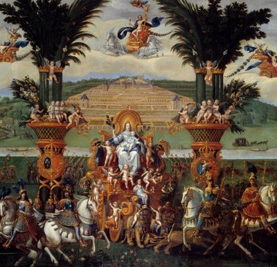 Os quatro elementos. A Terra (Detalhe do Centro). Óleo sobre tela. Dim: 4,22 x 1,14m. Pintura por Claude Deruet (1588-1662) de Claude Deruet