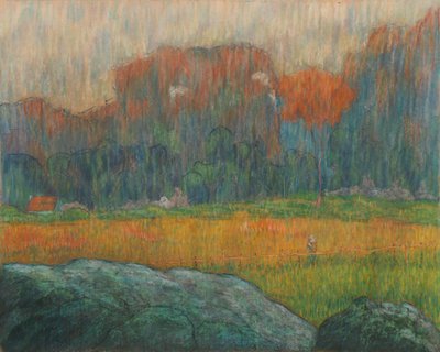 Paisagem com Figura e Casas de Claude Emile Schuffenecker