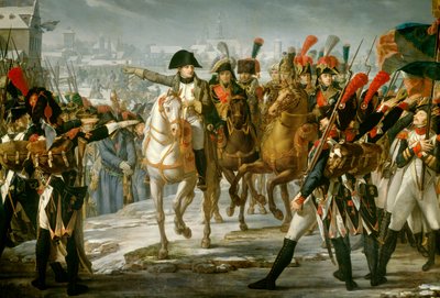 O imperador Napoleão I (1769-1821) albergou o 2º Corpo da Grande Armee na ponte de Lech antes do ataque de Augsburg 12/10/1805 Pintura de Claude Gautherot (1769-1825) 1808 Sol. 3,85x6,2 m de Claude Gautherot